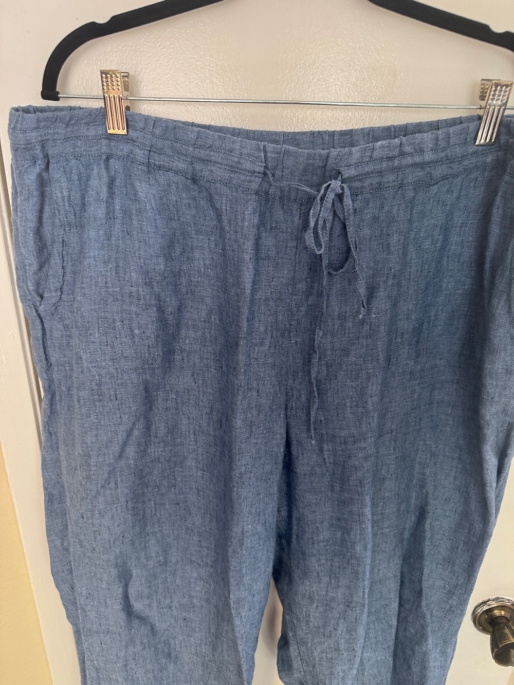 Charter Club Wide Leg Drawstring Pants in Denim Blue - Picture 3 of 7